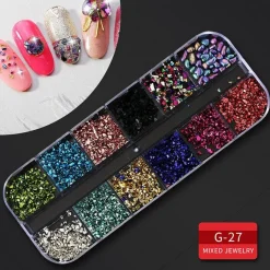 Kitcheniva Nail Glitter Flakes Sequins Rhinestones Pearl Nail Art Decorations