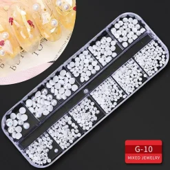 Kitcheniva Nail Glitter Flakes Sequins Rhinestones Pearl Nail Art Decorations