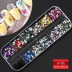 Kitcheniva Nail Glitter Flakes Sequins Rhinestones Pearl Nail Art Decorations