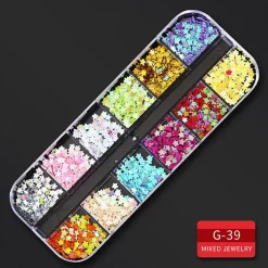 Kitcheniva Nail Glitter Flakes Sequins Rhinestones Pearl Nail Art Decorations