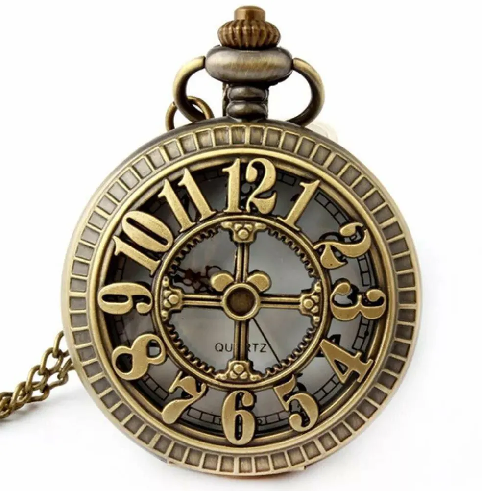 Kitcheniva Retro Antique Bronze Skull Shaped Pocket Watch