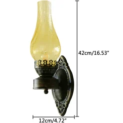 Kitcheniva Retro Wall Lamp Sconce Glass and Iron Light Fixture