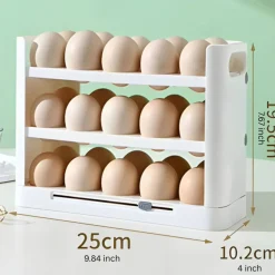 Kitcheniva Triple Layer Refrigerator Side Door Egg Holder, White