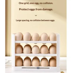 Kitcheniva Triple Layer Refrigerator Side Door Egg Holder, White