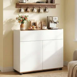 Kitchen Storage Cabinet with Spacious Drawer, Adjustable Shelves and Countertop, Sideboard Buffet Cabinet for Dining Room Living Room