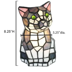 Kitty Genuine Stained Glass Lamp Base - Perfect for a Living Room, Bedroom, Office, & More