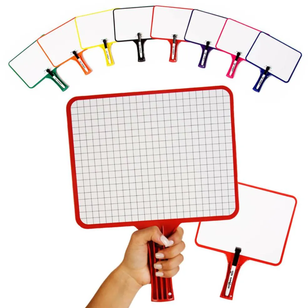 KleenSlate® Blank & Lined Double-Sided Rectangular Dry Erase Paddles with Markers, 10 Sets