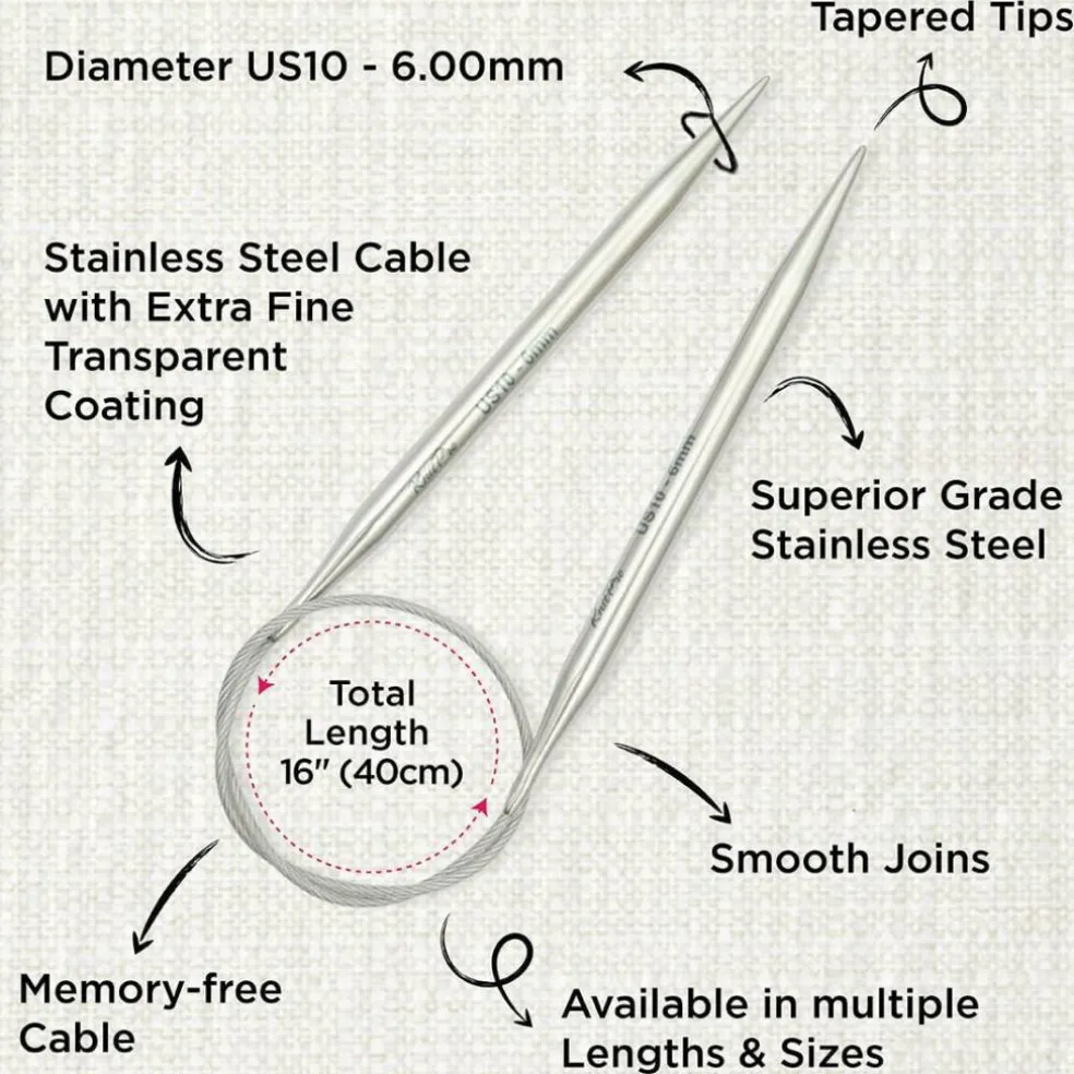 KnitPro Stelo Lace Fixed Circular Knitting Needles 16" (40cm) Size 0 - 15