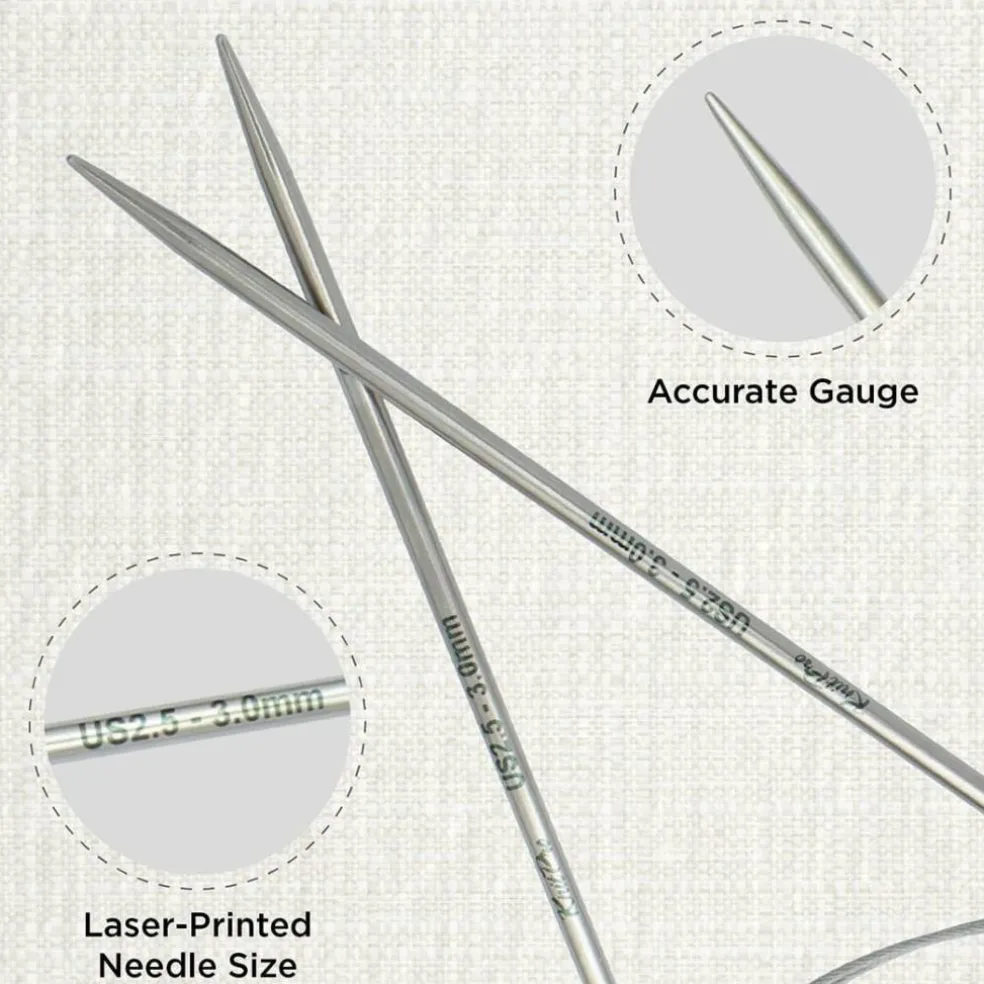 KnitPro Stelo Lace Fixed Circular Knitting Needles 16" (40cm) Size 0 - 15