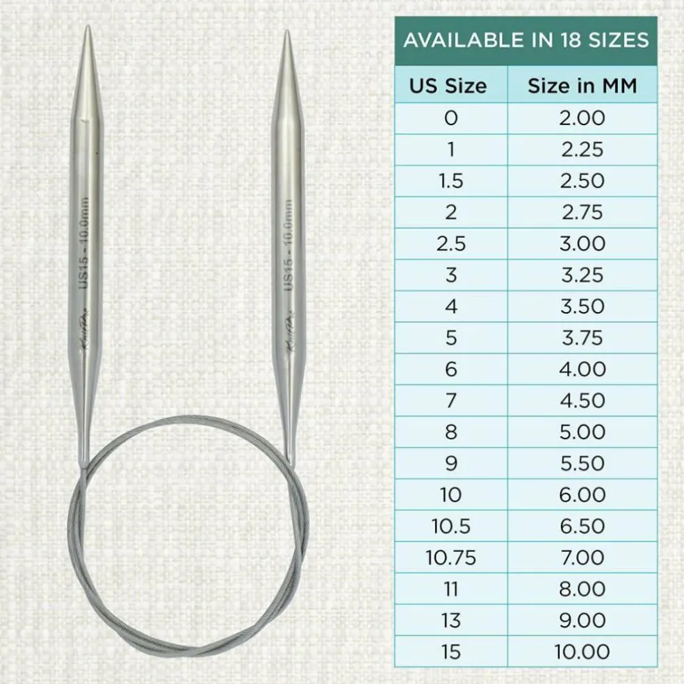 KnitPro Stelo Lace Fixed Circular Knitting Needles 16" (40cm) Size 0 - 15