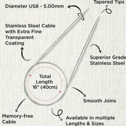 KnitPro Stelo Lace Fixed Circular Knitting Needles 16