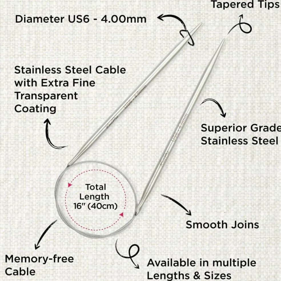 KnitPro Stelo Lace Fixed Circular Knitting Needles 16" (40cm) Size 0 - 15