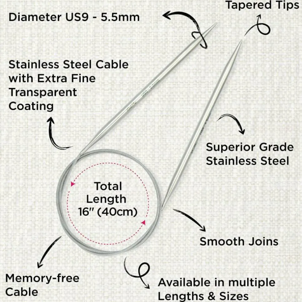 KnitPro Stelo Lace Fixed Circular Knitting Needles 16" (40cm) Size 0 - 15