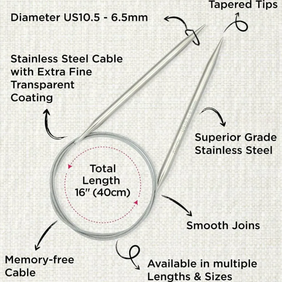KnitPro Stelo Lace Fixed Circular Knitting Needles 16" (40cm) Size 0 - 15