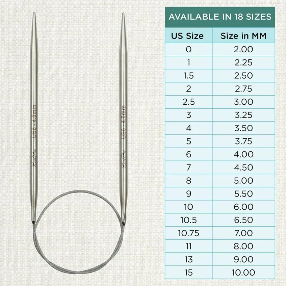 KnitPro Stelo Lace Fixed Circular Knitting Needles 16" (40cm) Size 0 - 15