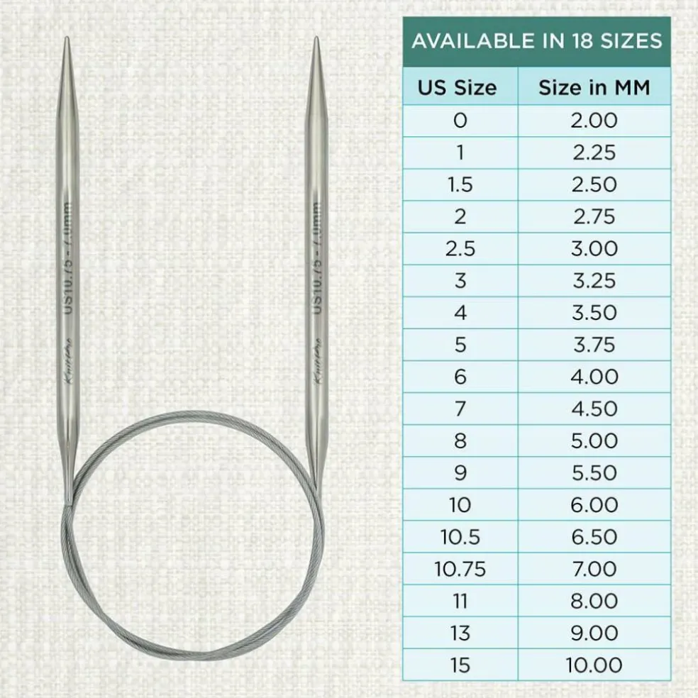 KnitPro Stelo Lace Fixed Circular Knitting Needles 16" (40cm) Size 0 - 15