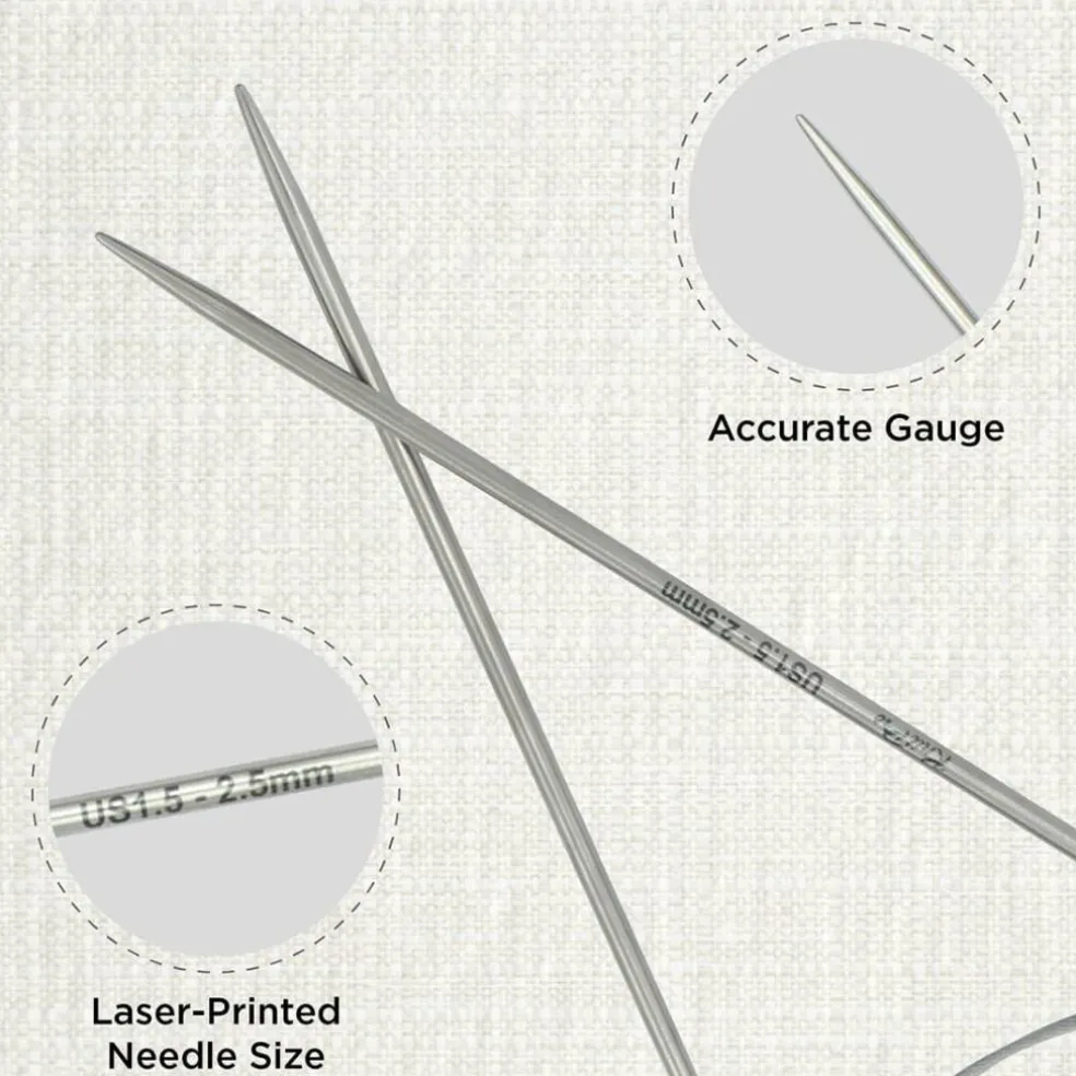 KnitPro Stelo Lace Fixed Circular Knitting Needles 40" Size 0 - 17