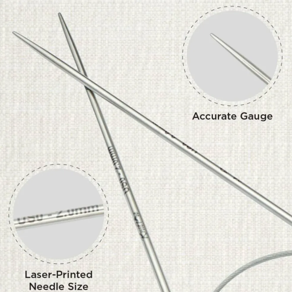 KnitPro Stelo Lace Fixed Circular Knitting Needles 40" Size 0 - 17