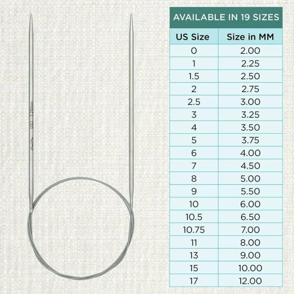 KnitPro Stelo Lace Fixed Circular Knitting Needles 40" Size 0 - 17