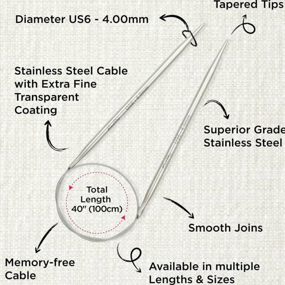 KnitPro Stelo Lace Fixed Circular Knitting Needles 40" Size 0 - 17