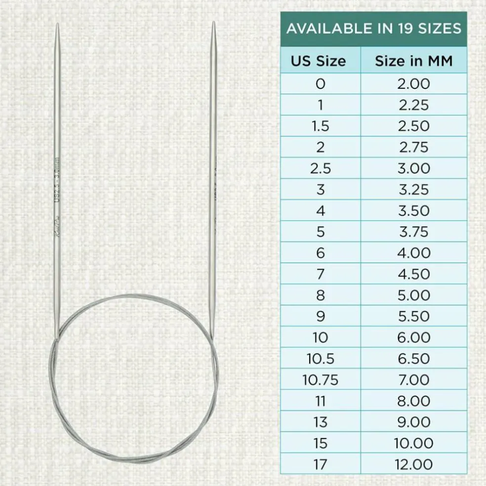 KnitPro Stelo Lace Fixed Circular Knitting Needles 40" Size 0 - 17