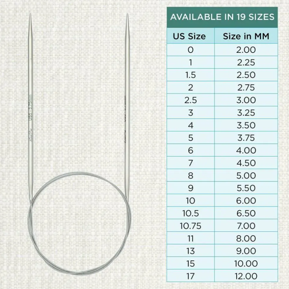KnitPro Stelo Lace Fixed Circular Knitting Needles 40" Size 0 - 17