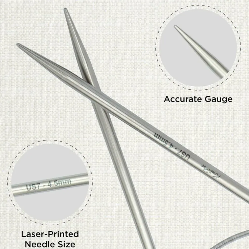 KnitPro Stelo Lace Fixed Circular Knitting Needles 40" Size 0 - 17