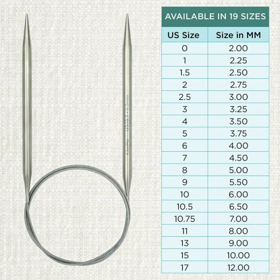 KnitPro Stelo Lace Fixed Circular Knitting Needles 40" Size 0 - 17