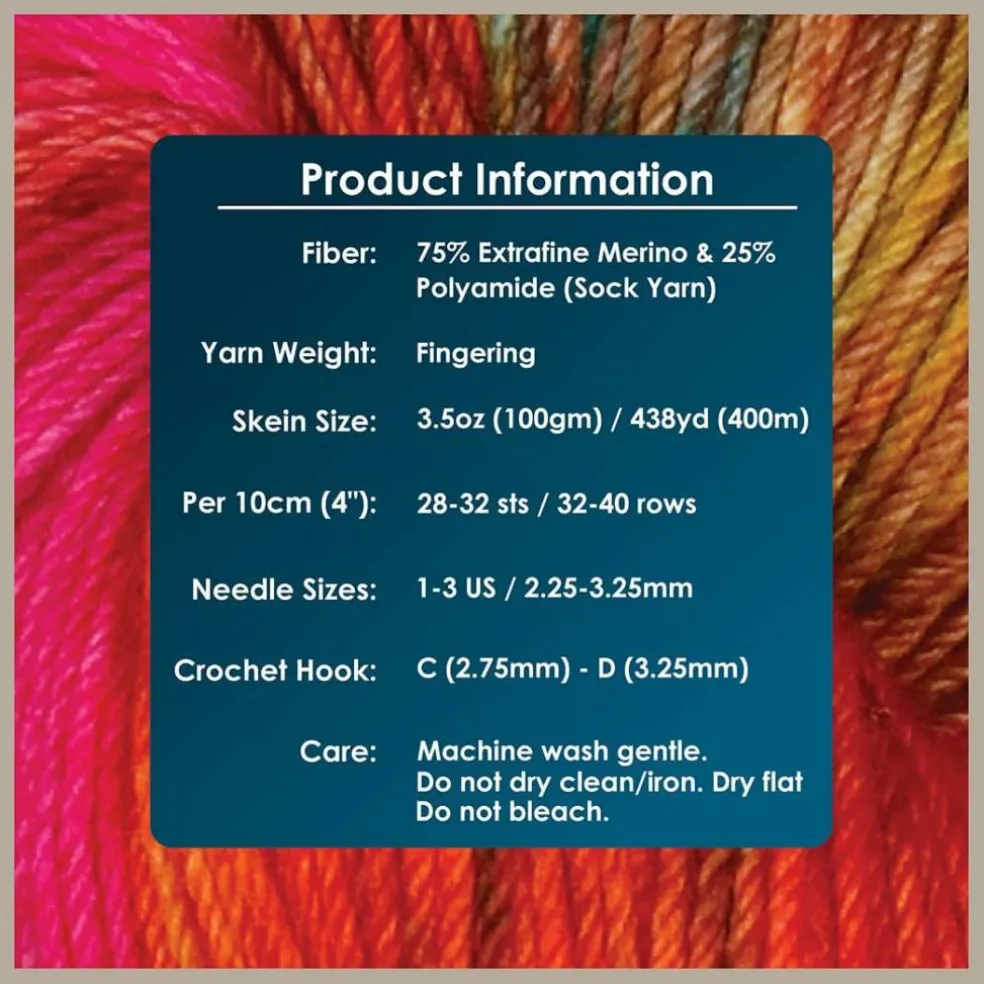 KnitPro Symfonie Premium Hand-Dyed Merino Wool & Polyamide Sock Yarns|Terra Variegated Colors, Include New Colors