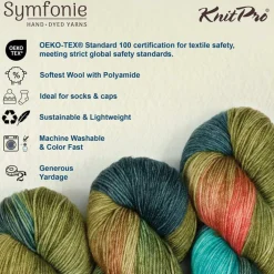 KnitPro Symfonie Premium Hand-Dyed Merino Wool & Polyamide Sock Yarns|Terra Variegated Colors, Include New Colors