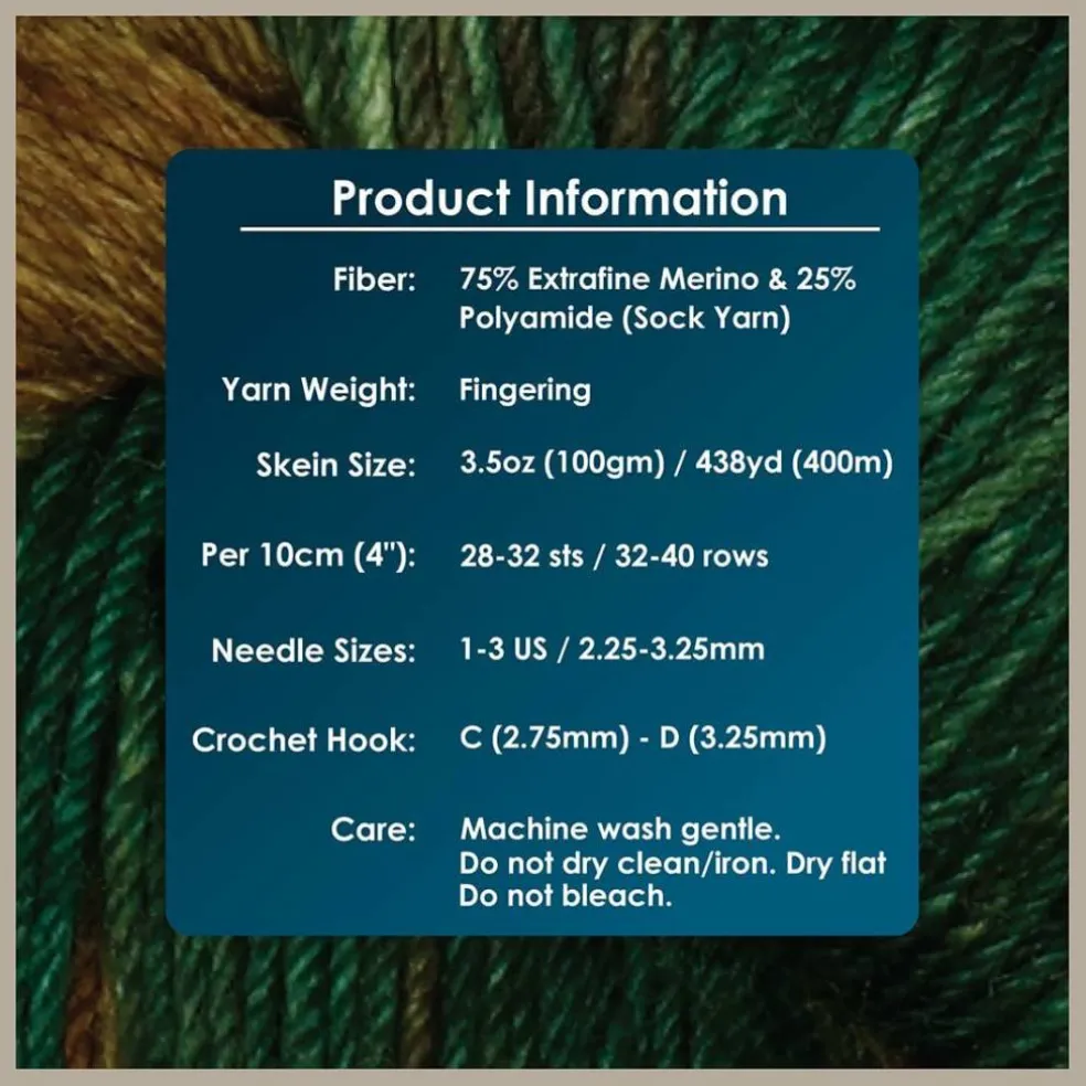 KnitPro Symfonie Premium Hand-Dyed Merino Wool & Polyamide Sock Yarns|Terra Variegated Colors, Include New Colors
