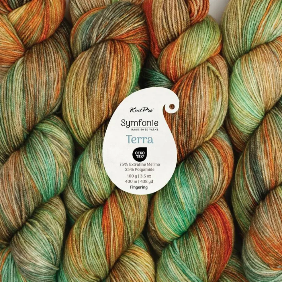 KnitPro Symfonie Premium Hand-Dyed Merino Wool & Polyamide Sock Yarns|Terra Variegated Colors, Include New Colors