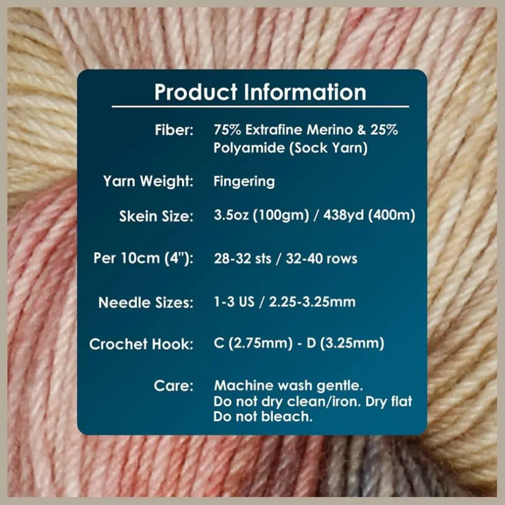 KnitPro Symfonie Premium Hand-Dyed Merino Wool & Polyamide Sock Yarns|Terra Variegated Colors, Include New Colors