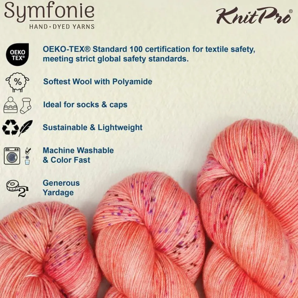 KnitPro Symfonie Premium Hand-Dyed Merino Wool & Polyamide Sock Yarns|Terra Variegated Colors, Include New Colors