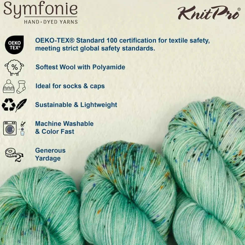 KnitPro Symfonie Premium Hand-Dyed Merino Wool & Polyamide Sock Yarns|Terra Variegated Colors, Include New Colors