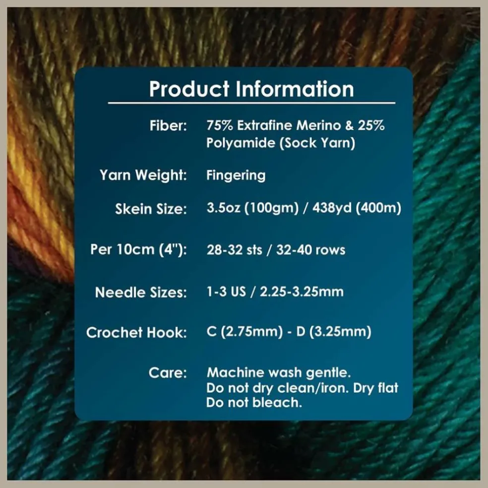 KnitPro Symfonie Premium Hand-Dyed Merino Wool & Polyamide Sock Yarns|Terra Variegated Colors, Include New Colors