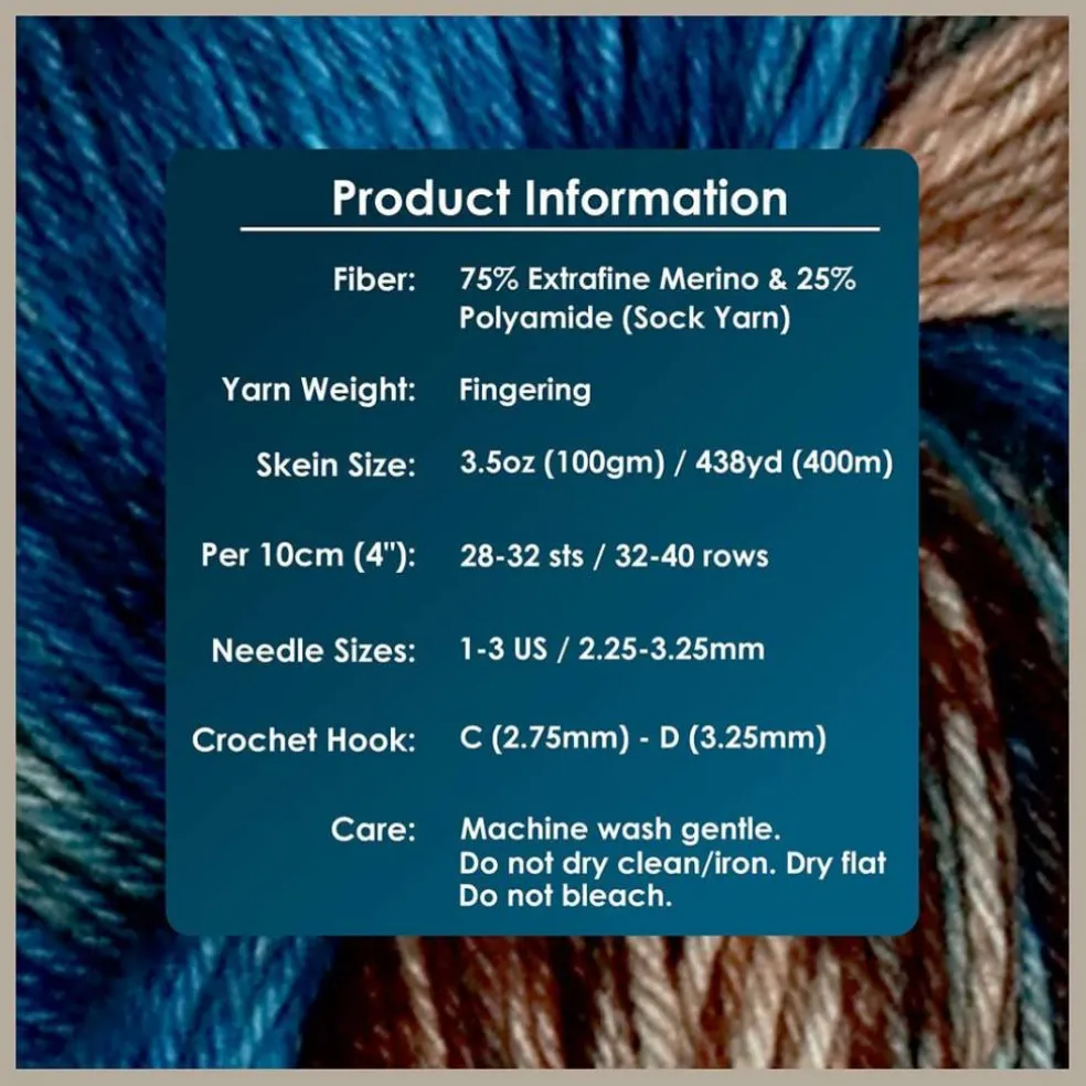 KnitPro Symfonie Premium Hand-Dyed Merino Wool & Polyamide Sock Yarns|Terra Variegated Colors, Include New Colors