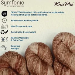 KnitPro Symfonie Premium Hand-Dyed Merino Wool & Polyamide Sock Yarns|Terra Variegated Colors, Include New Colors