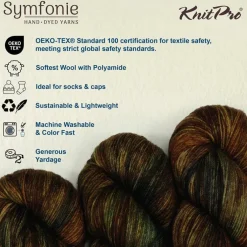 KnitPro Symfonie Premium Hand-Dyed Merino Wool & Polyamide Sock Yarns|Terra Variegated Colors, Include New Colors