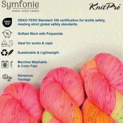 KnitPro Symfonie Premium Hand-Dyed Merino Wool & Polyamide Sock Yarns|Terra Variegated Colors, Include New Colors