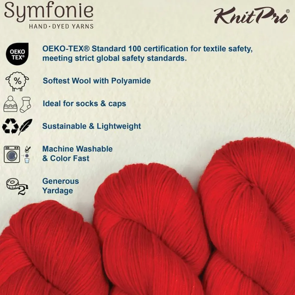 KnitPro Symfonie Premium Hand-Dyed Merino Wool & Polyamide Sock Yarns|Terra Variegated Colors, Include New Colors