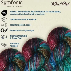 KnitPro Symfonie Premium Hand-Dyed Merino Wool & Polyamide Sock Yarns|Terra Variegated Colors, Include New Colors