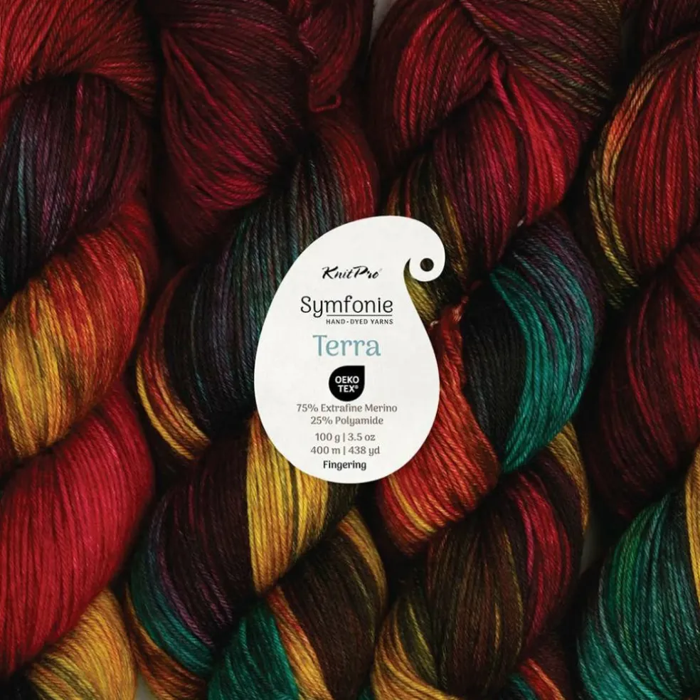 KnitPro Symfonie Premium Hand-Dyed Merino Wool & Polyamide Sock Yarns|Terra Variegated Colors, Include New Colors