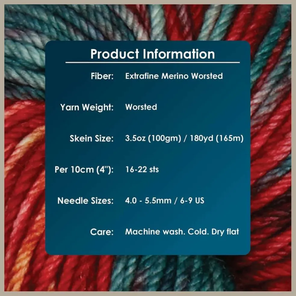 KnitPro Symfonie Premium Hand Dyed Yarn Merino Wool| Bella Variegated Colors, Include New Colors!