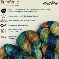 KnitPro Symfonie Premium Hand Dyed Yarn Merino Wool| Bella Variegated Colors, Include New Colors!