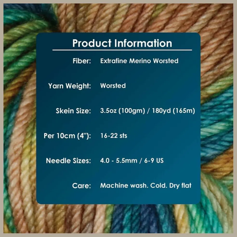 KnitPro Symfonie Premium Hand Dyed Yarn Merino Wool| Bella Variegated Colors, Include New Colors!