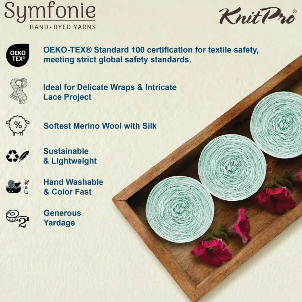 KnitPro Symfonie Premium Hand Dyed Merino & Silk Lace Weight Yarns | Diva
