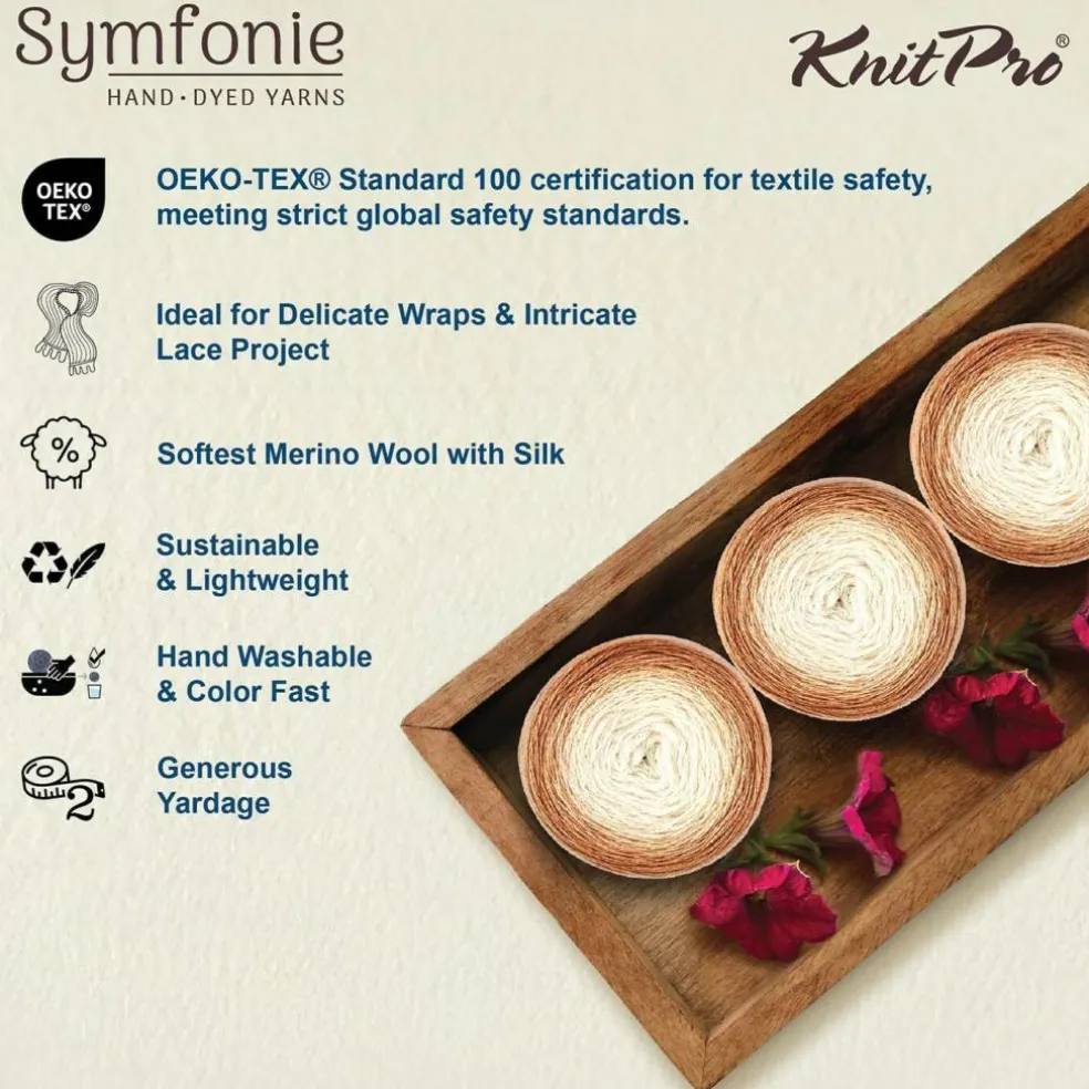KnitPro Symfonie Premium Hand Dyed Merino & Silk Lace Weight Yarns | Diva