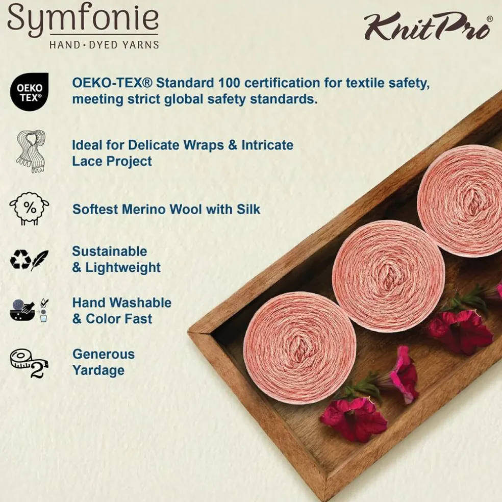 KnitPro Symfonie Premium Hand Dyed Merino & Silk Lace Weight Yarns | Diva