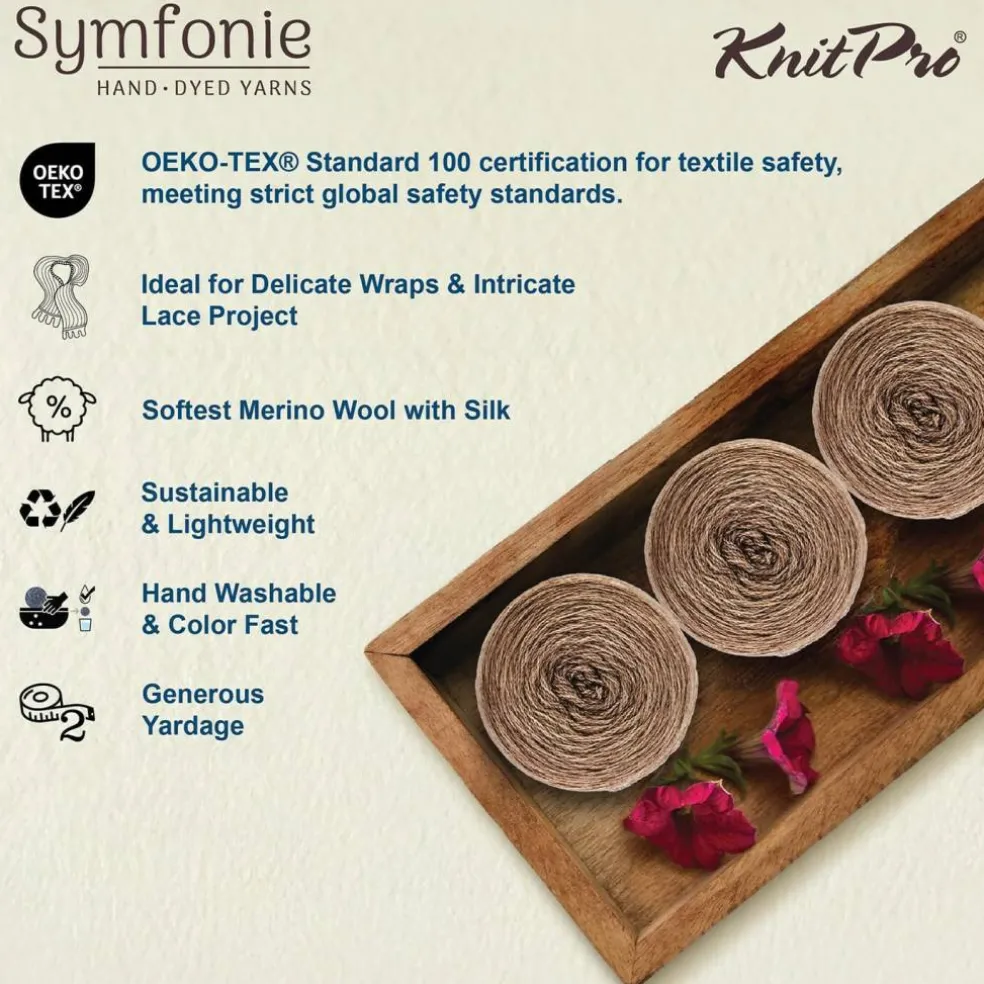 KnitPro Symfonie Premium Hand Dyed Merino & Silk Lace Weight Yarns | Diva
